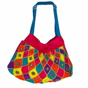 Homegoods Beaded Purse, Pink, Turquoise, Purple